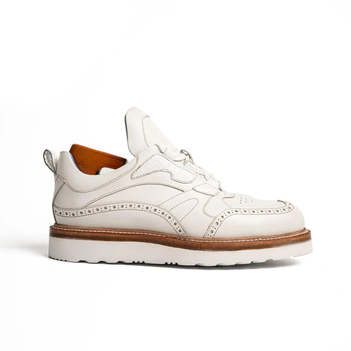 White Wingtip Cow Leather Sneakers