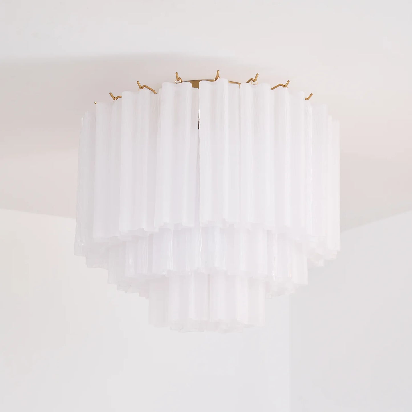 Lámpara de techo de tubo de cristal blanco de Murano