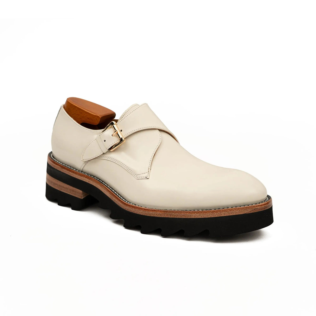 White Cow Leather Monk Shoes