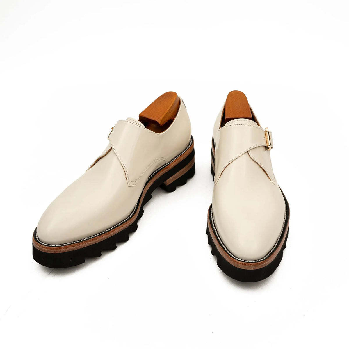 White Cow Leather Monk Shoes