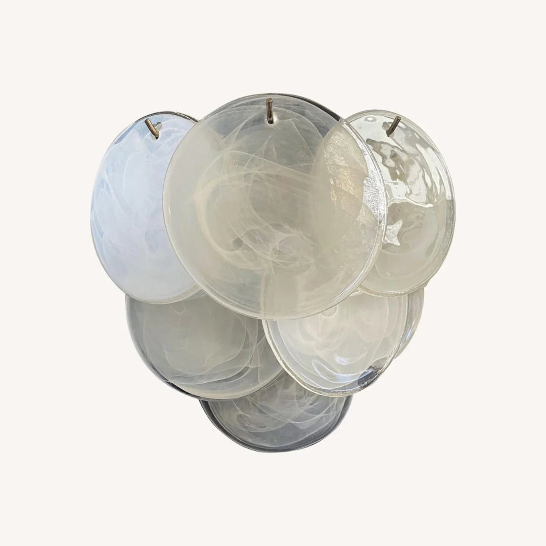 Aplique de pared disco de cristal de Murano blanco