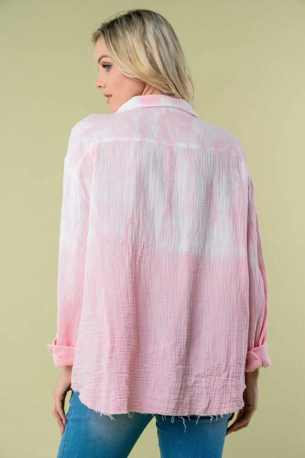 Accesorios Trendsi Camisa de manga larga casual para mujer Tie Dye Abedul Blanco - Suave y Elegante