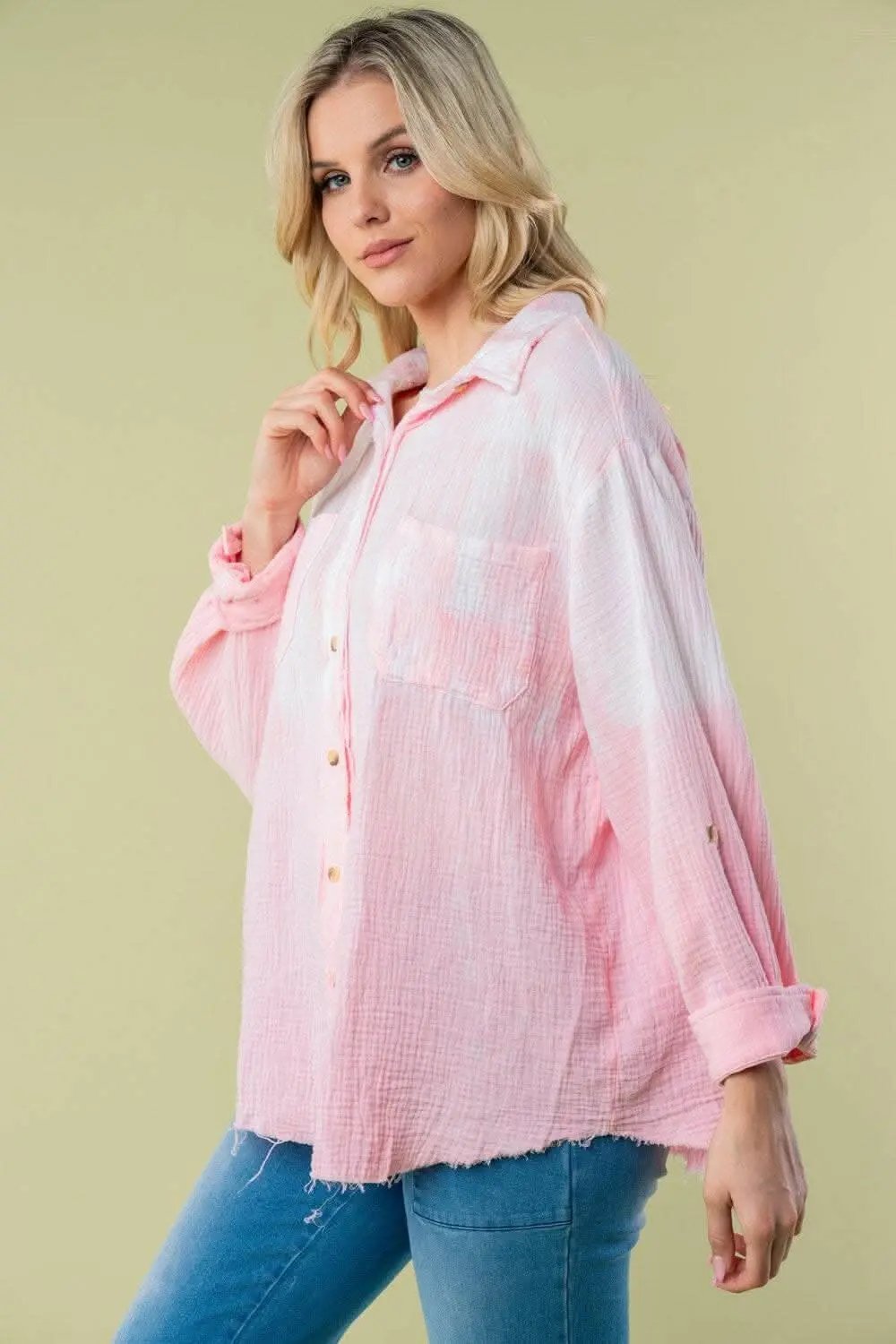 Accesorios Trendsi Camisa de manga larga casual para mujer Tie Dye Abedul Blanco - Suave y Elegante