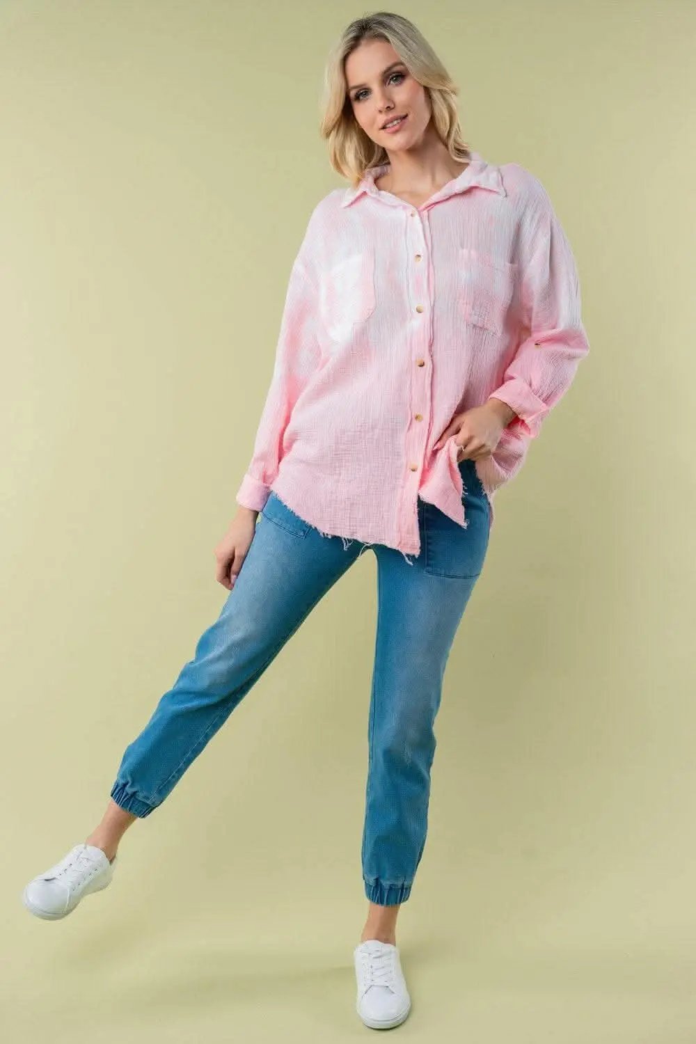 Accesorios Trendsi Camisa de manga larga casual para mujer Tie Dye Abedul Blanco - Suave y Elegante
