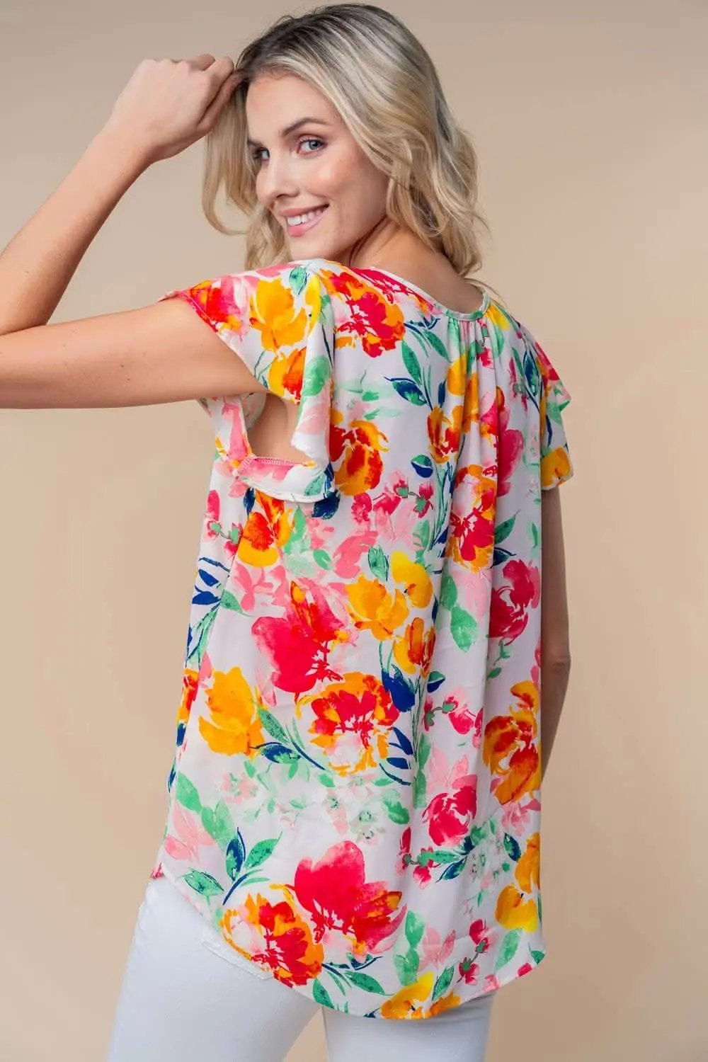 T-Shirts Trendsi Floral Woven Top Women's Casual Short Sleeve Summer T-Shirt - Lightweight