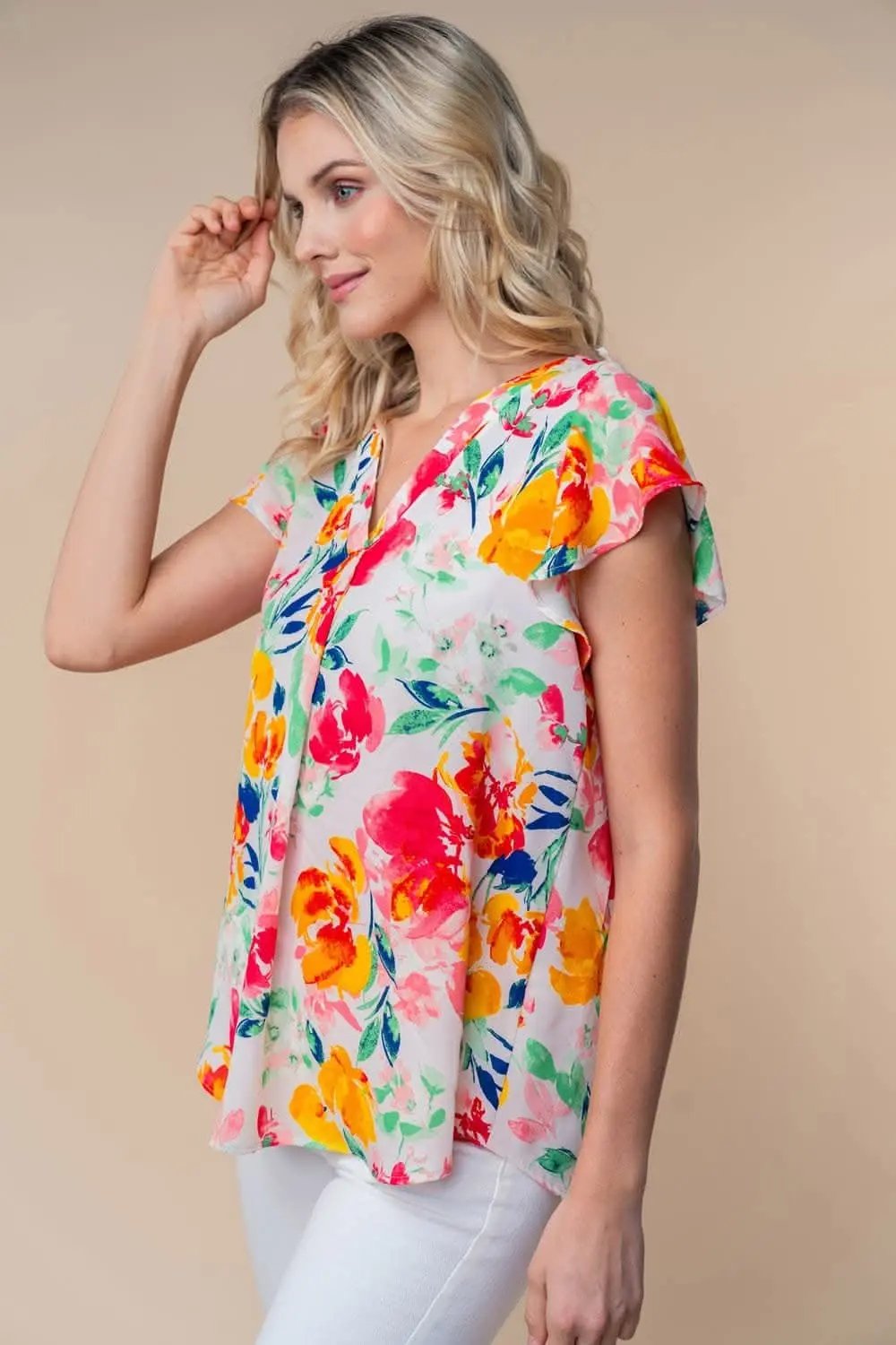 T-Shirts Trendsi Floral Woven Top Women's Casual Short Sleeve Summer T-Shirt - Lightweight