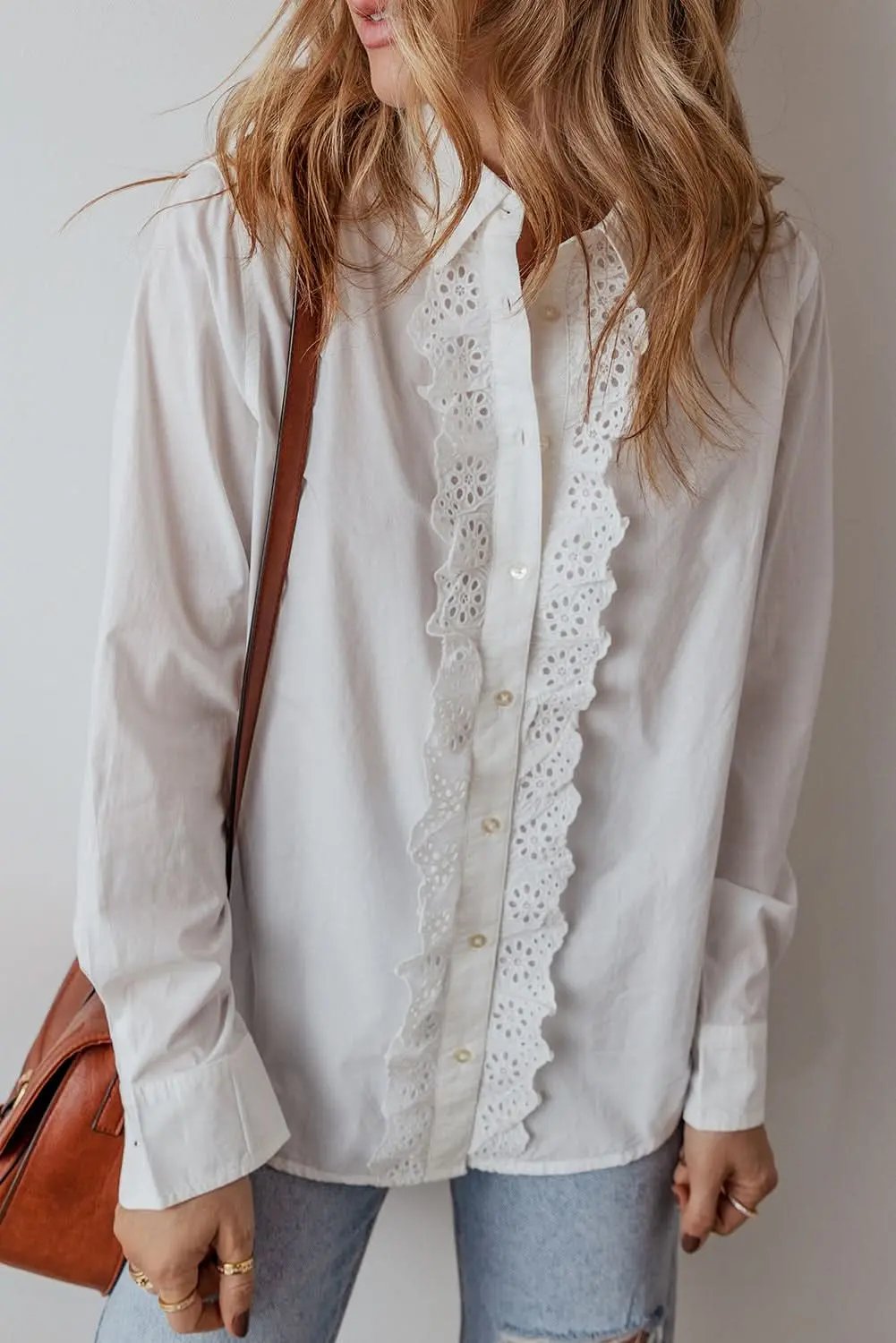Love Salve White Lace Linen Shirt — Breathable Daily Blouse