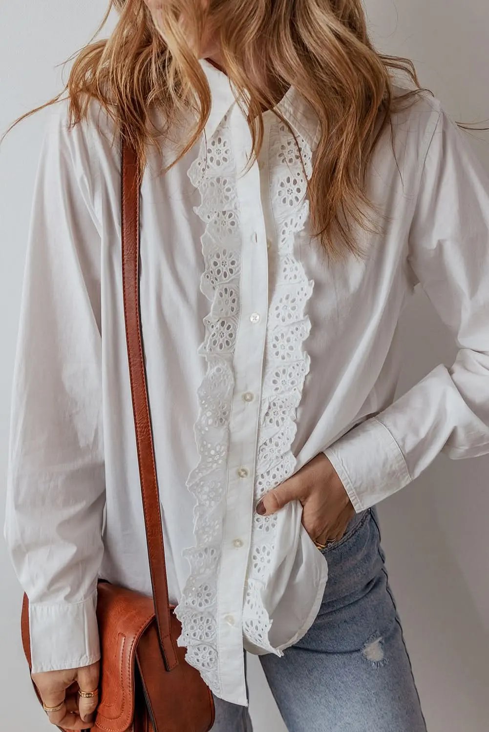 Love Salve White Lace Linen Shirt — Breathable Daily Blouse
