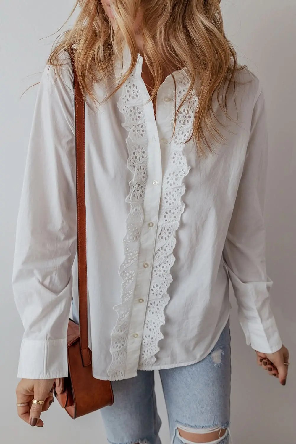 Love Salve White Lace Linen Shirt — Breathable Daily Blouse