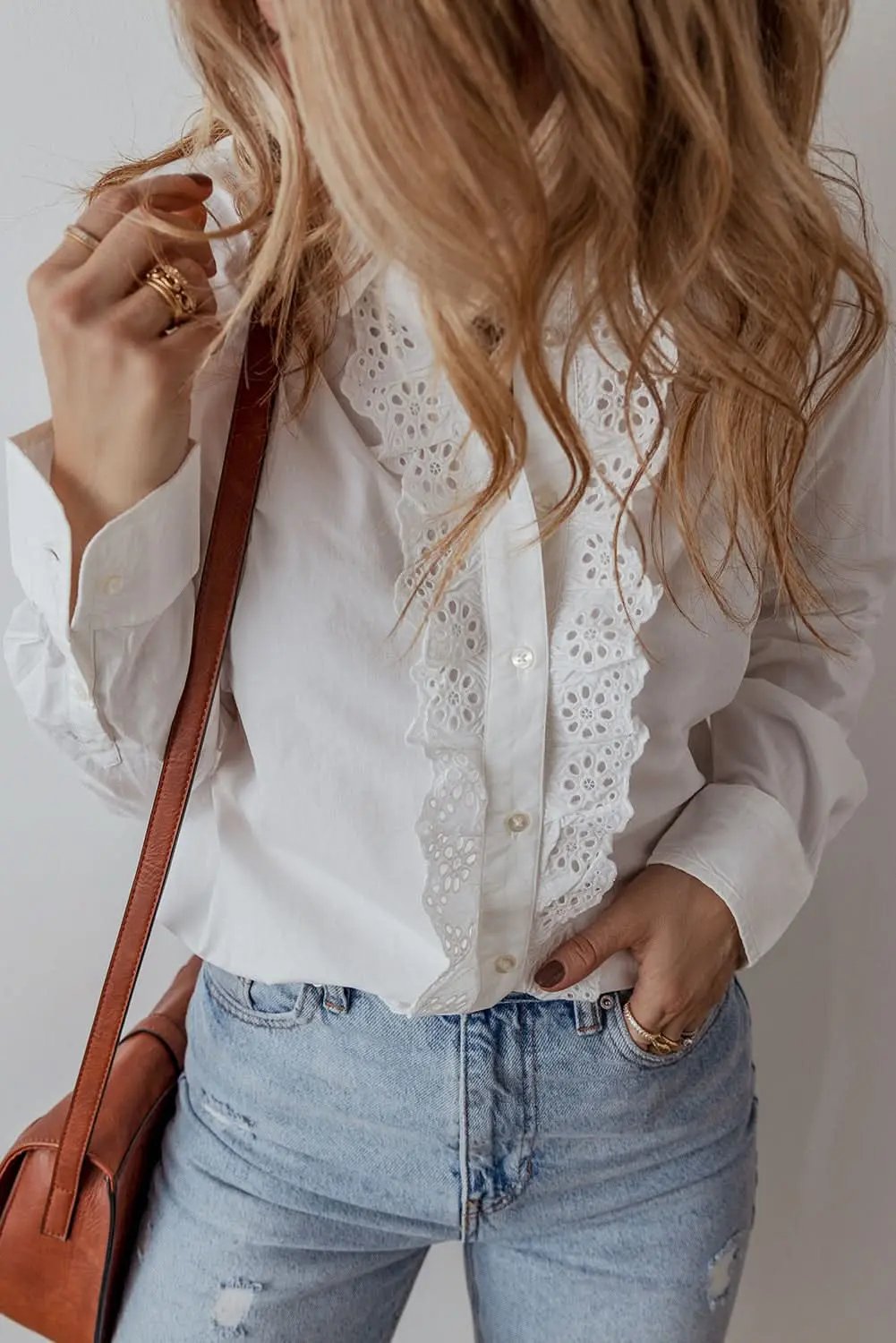 Love Salve White Lace Linen Shirt — Breathable Daily Blouse