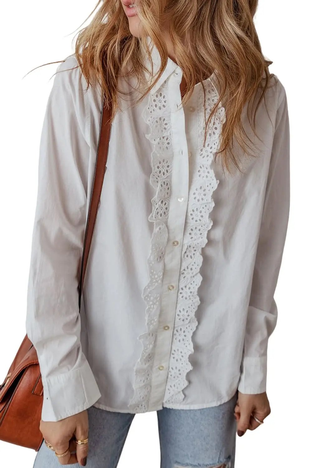Love Salve White Lace Linen Shirt — Breathable Daily Blouse