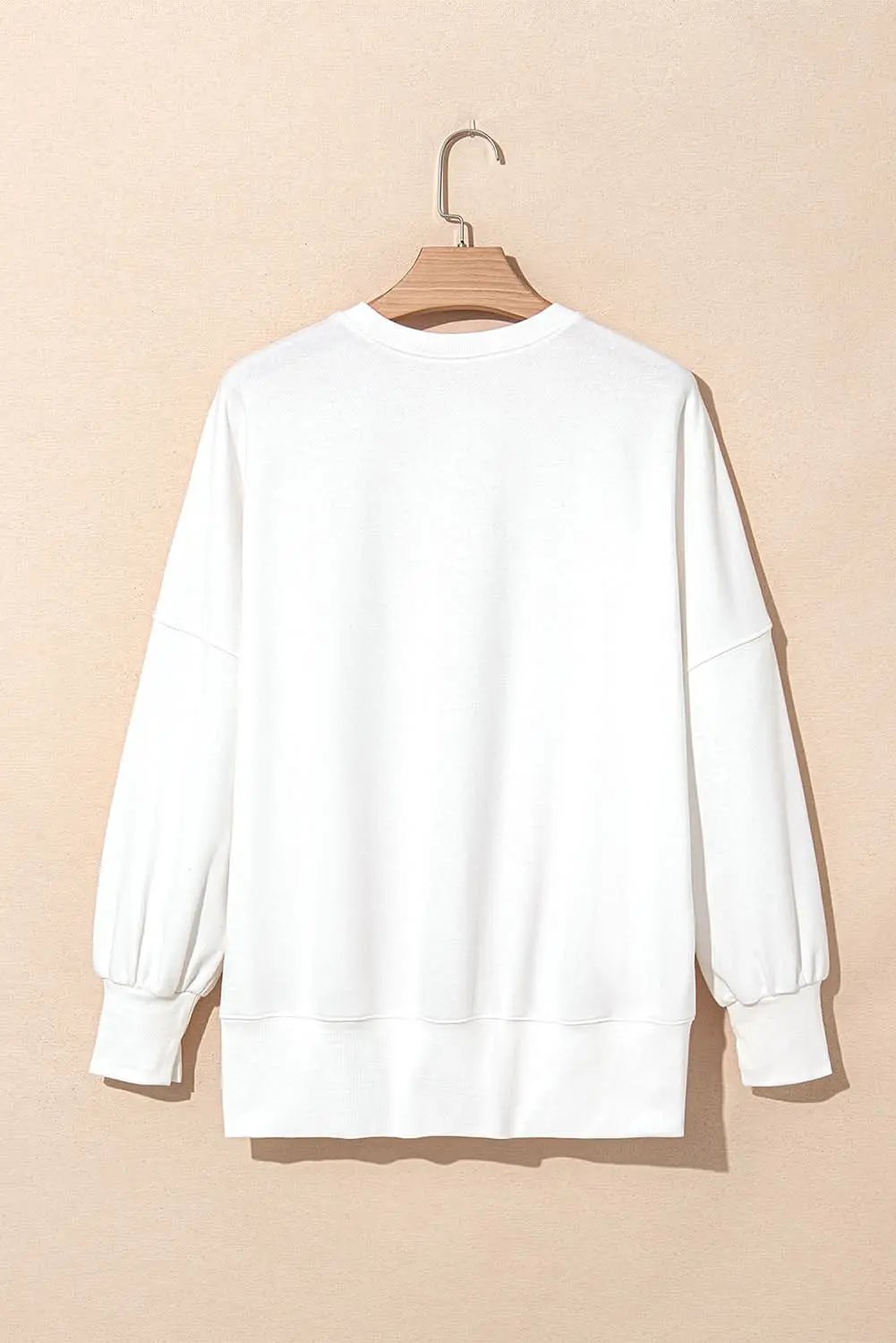 Love Salve Sequin Bow Sweatshirt White Oversized Pullover — Cozy Daily Wear