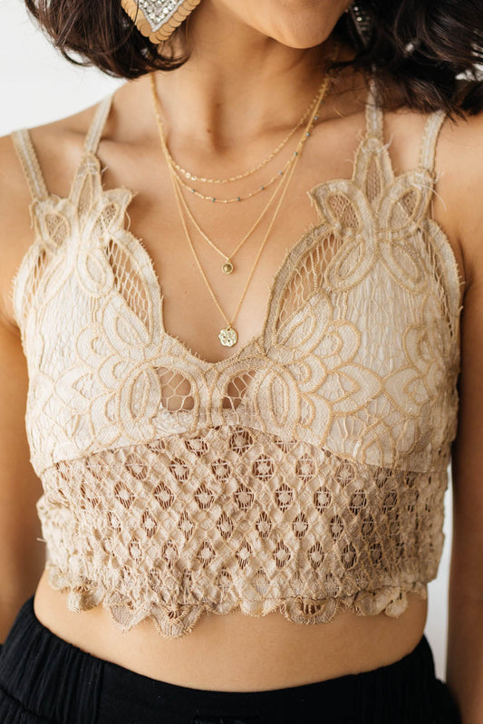 Bralette de encaje Live In en color topo **VENTA FINAL**