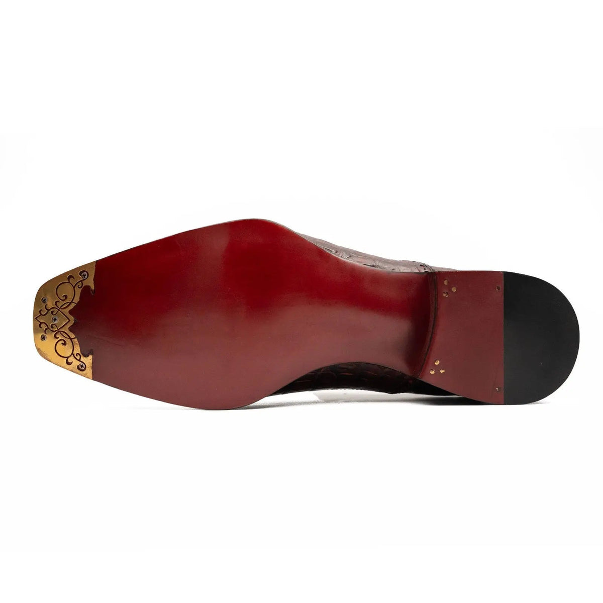 Wine Red Square-Toe Crocodile Leather Oxford Shoes