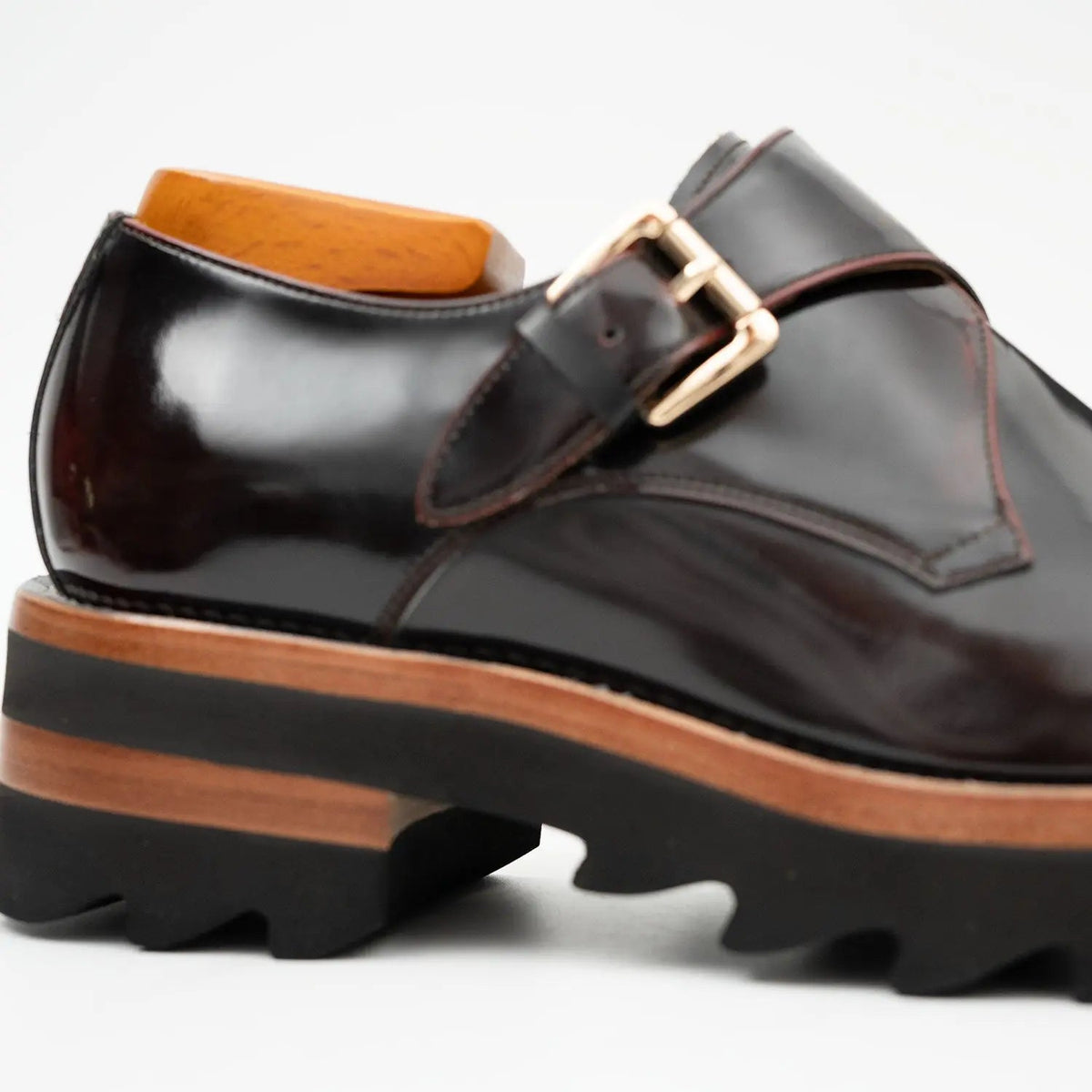 Wine Red Cow Leather Monk Shoes