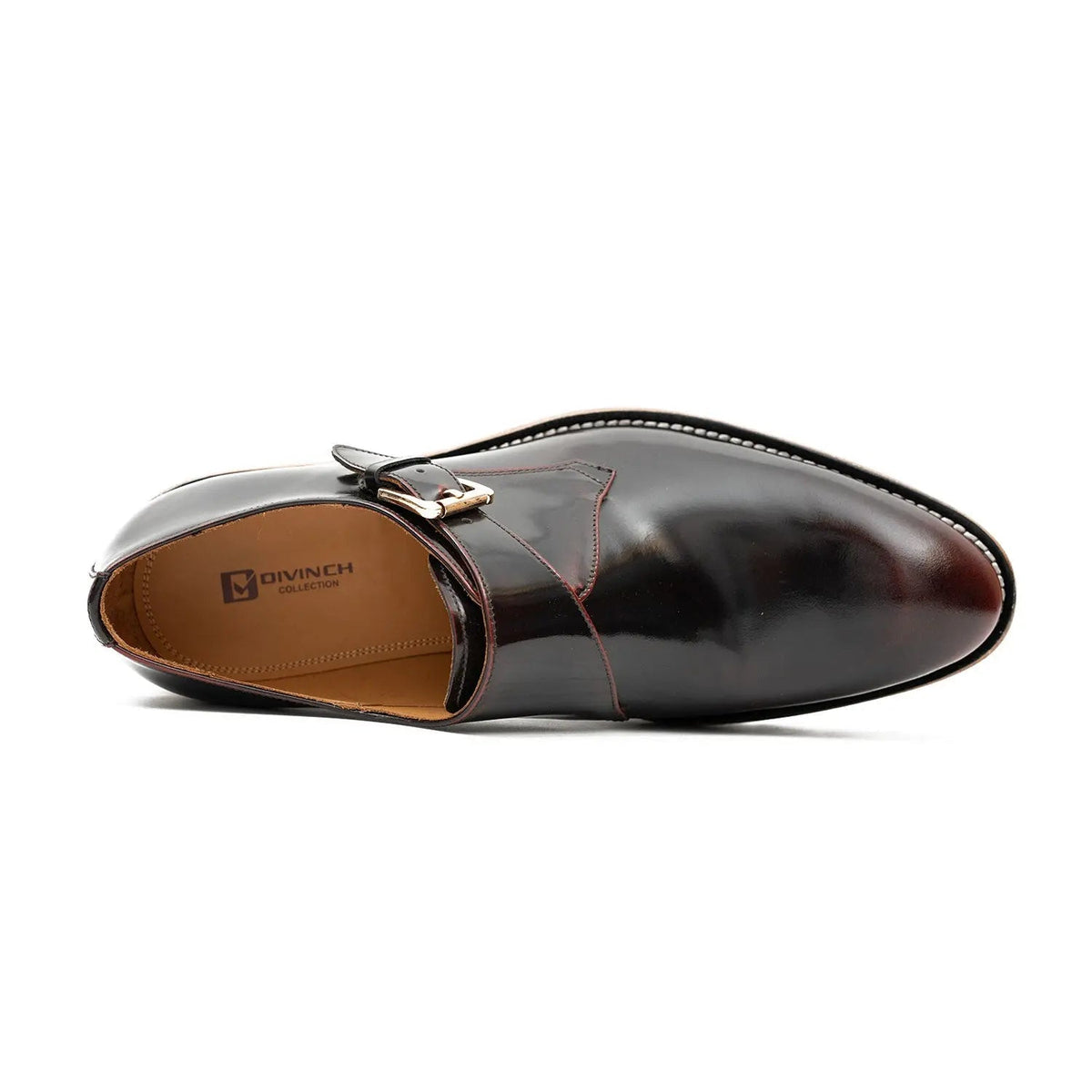 Wine Red Cow Leather Monk Shoes