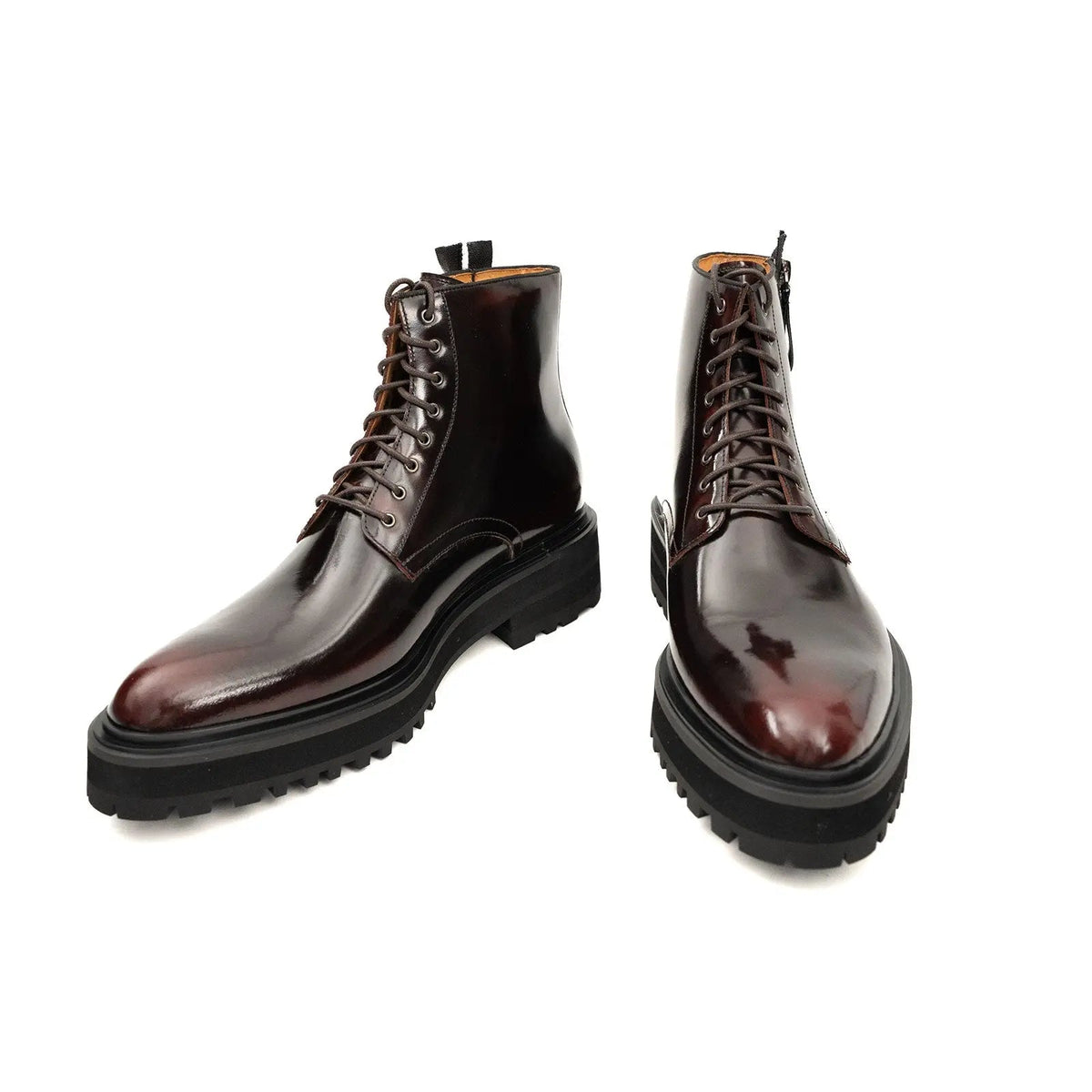 Wine Red Cow Leather Ankle Boots