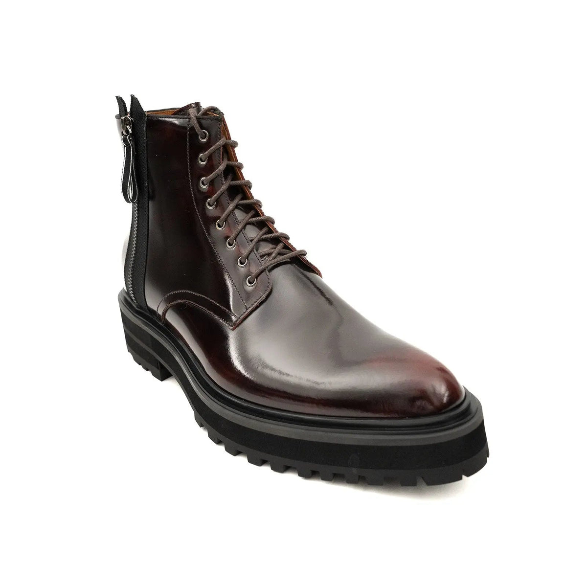 Wine Red Cow Leather Ankle Boots
