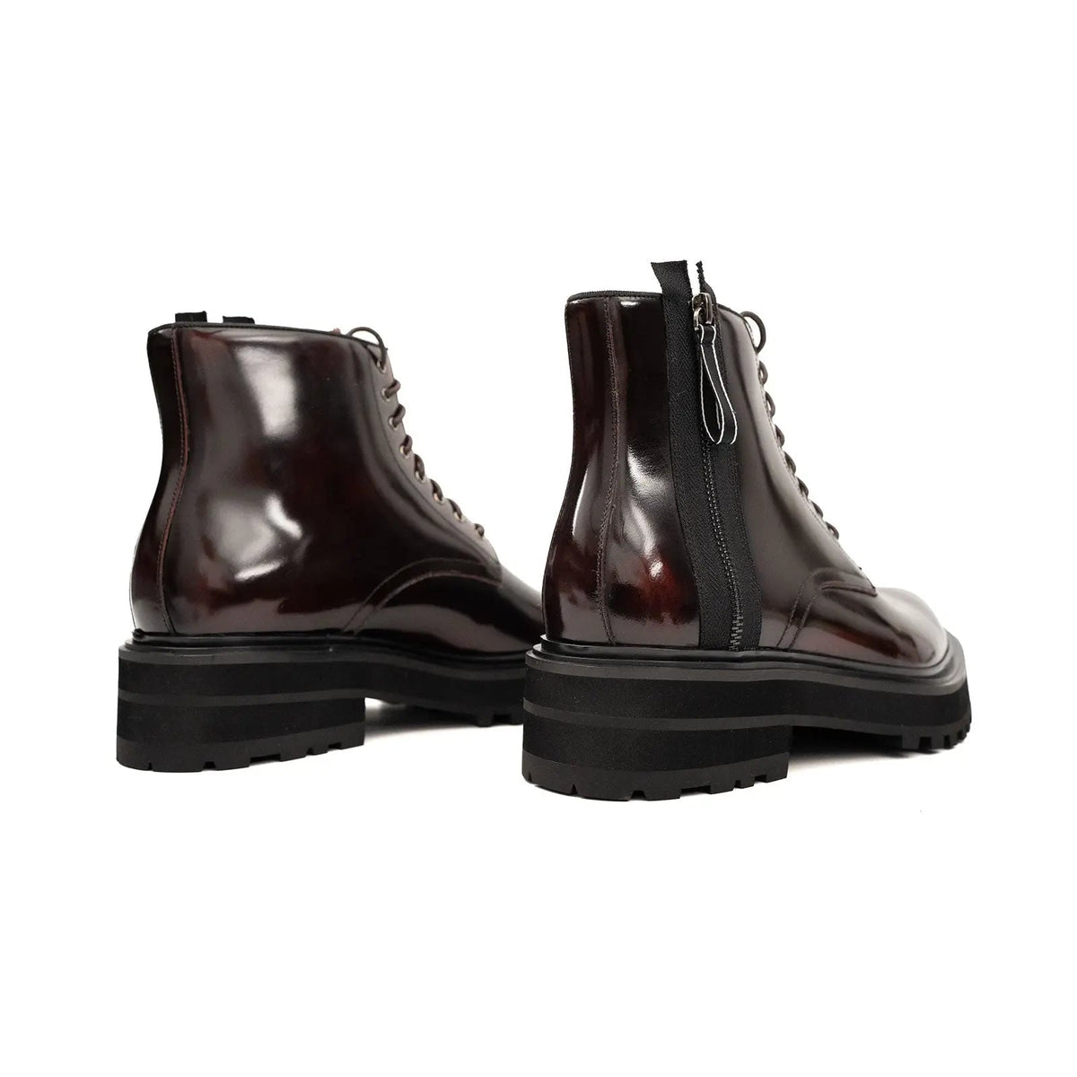 Wine Red Cow Leather Ankle Boots