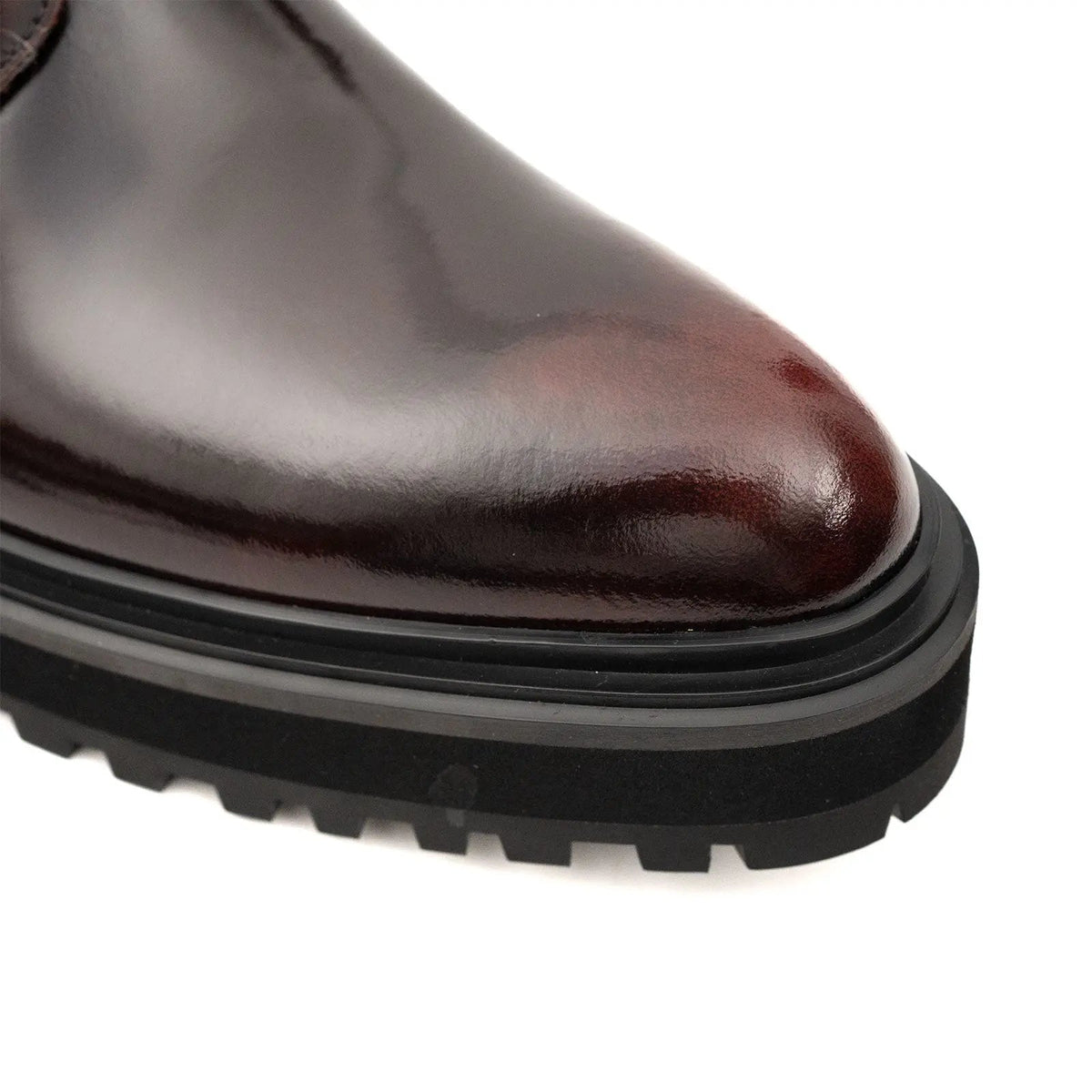 Wine Red Cow Leather Ankle Boots