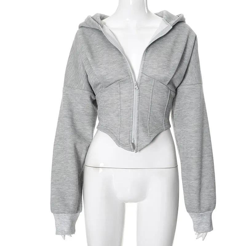 Women's Clothing Long-sleeve Zipper Hooded Cardigan