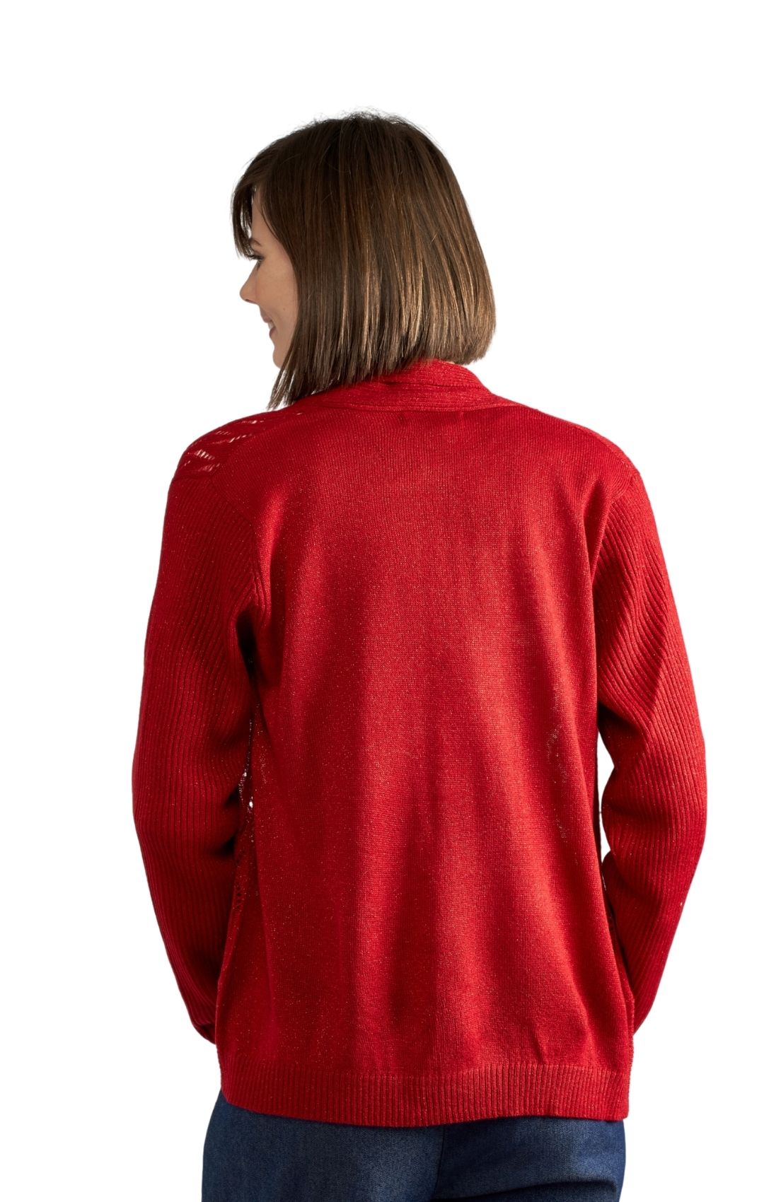 Bolero de punto brillante de acrílico suave para mujer con frente abierto