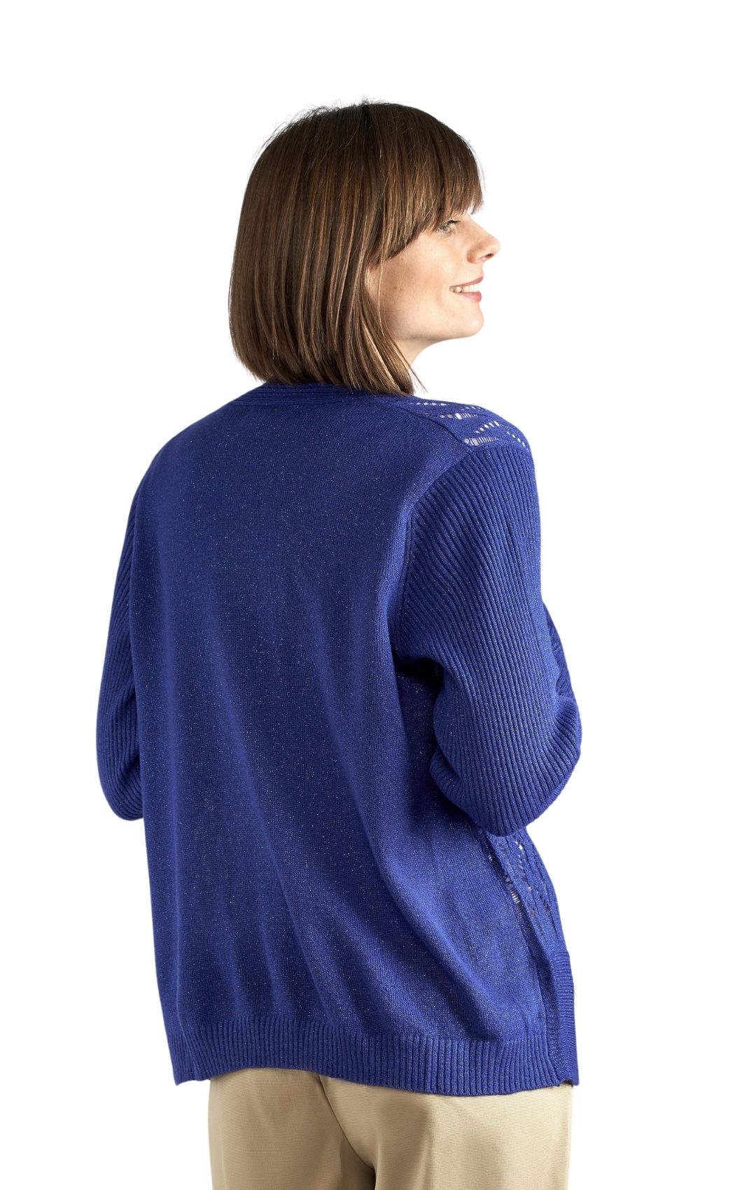 Bolero de punto brillante de acrílico suave para mujer con frente abierto