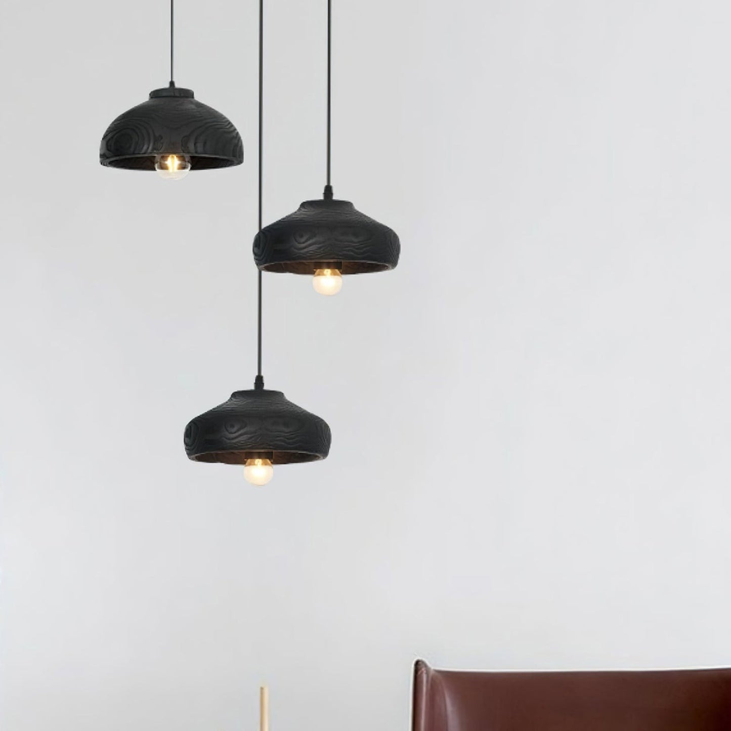 Wood Grain Resin Dome Pendant Light