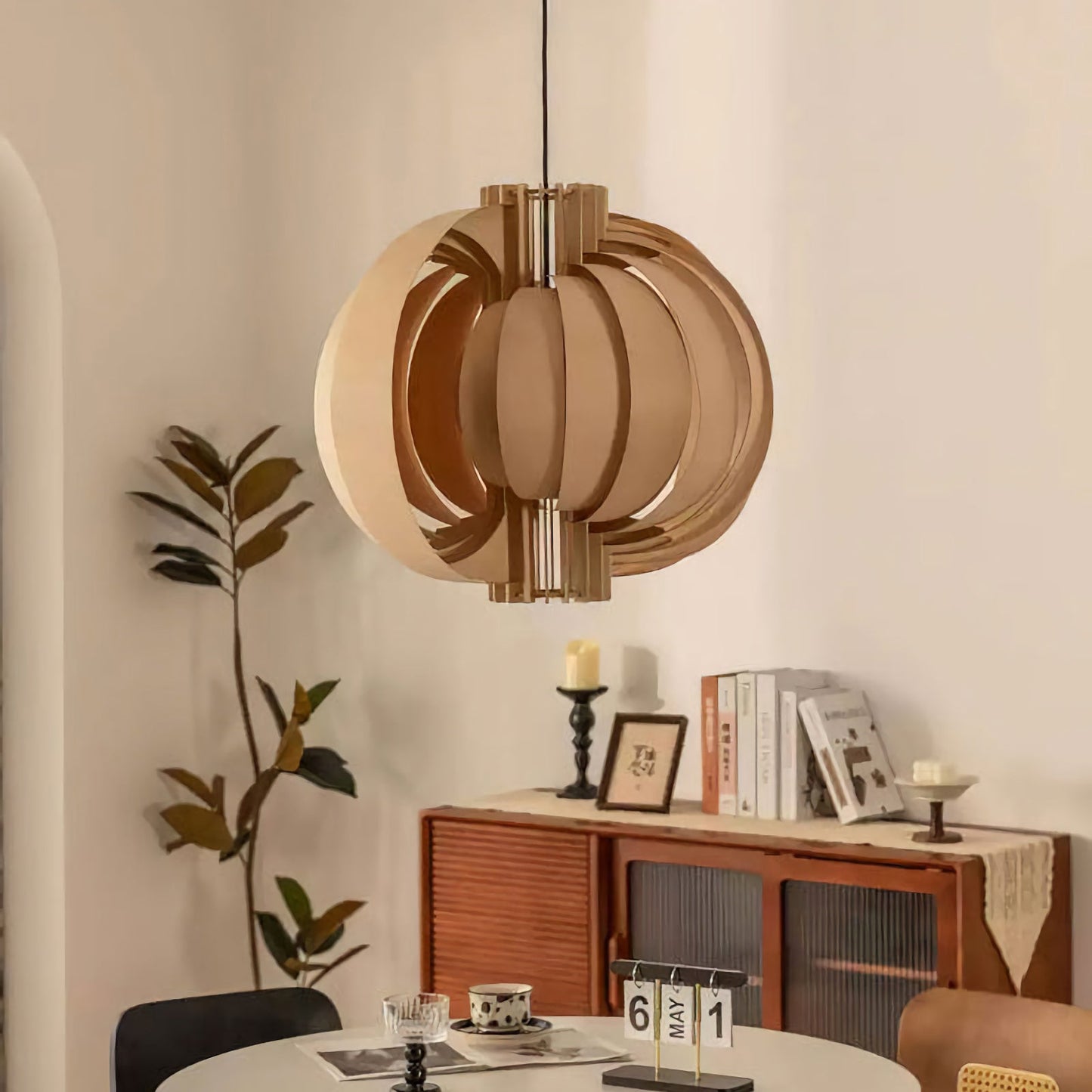Lámpara Colgante de Linterna de Madera