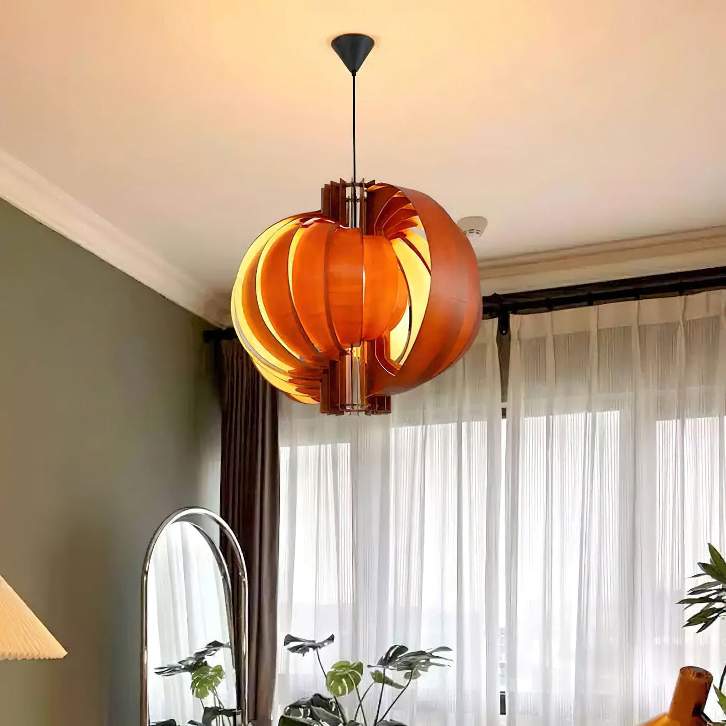 Lámpara Colgante de Linterna de Madera