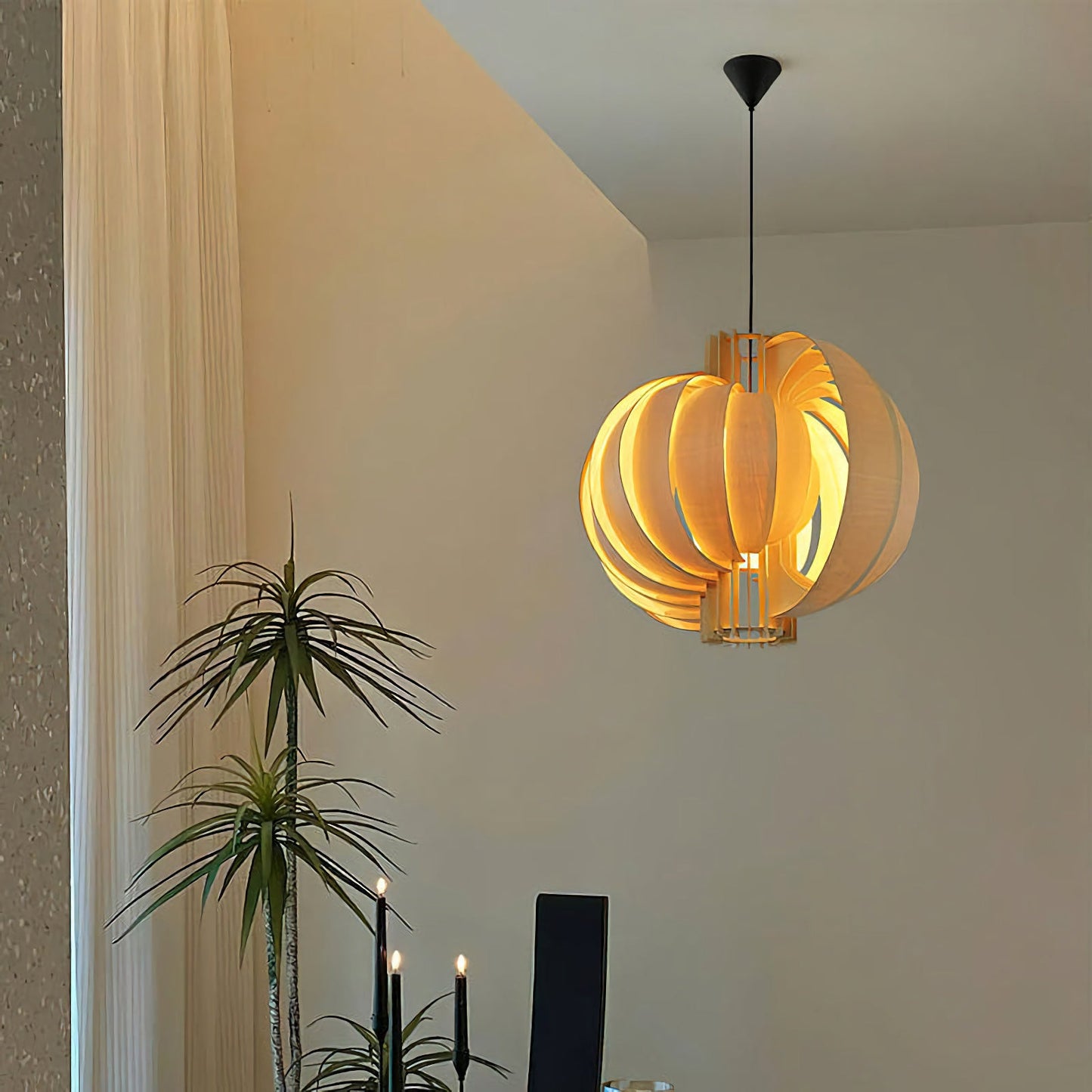 Lámpara Colgante de Linterna de Madera