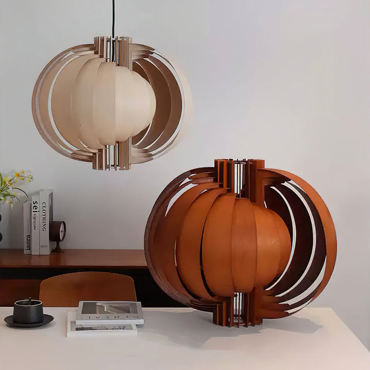 Lámpara Colgante de Linterna de Madera