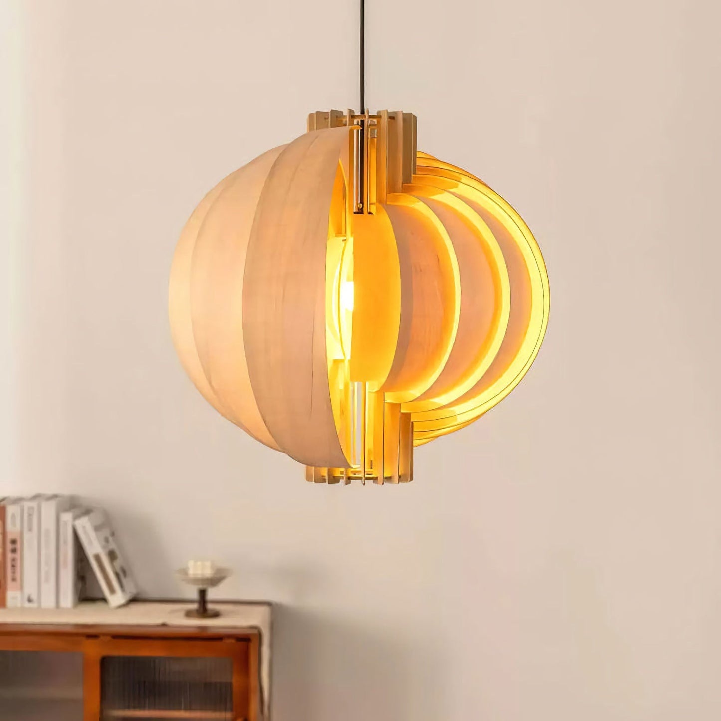 Lámpara Colgante de Linterna de Madera