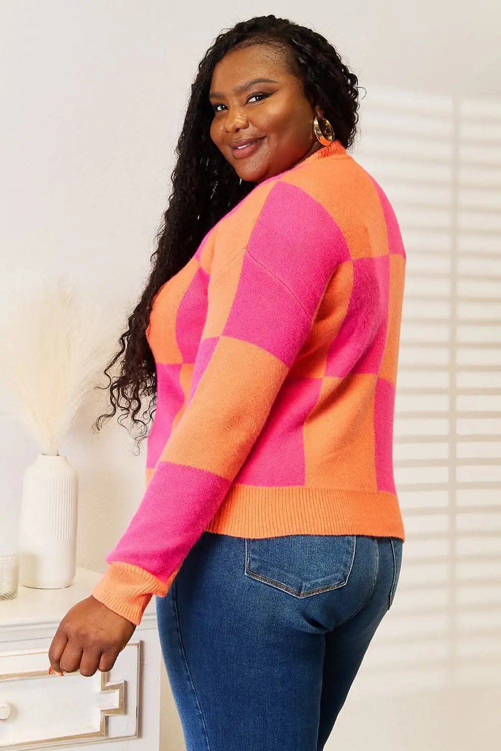 Sweaters Trendsi Woven right checkered cardigan
