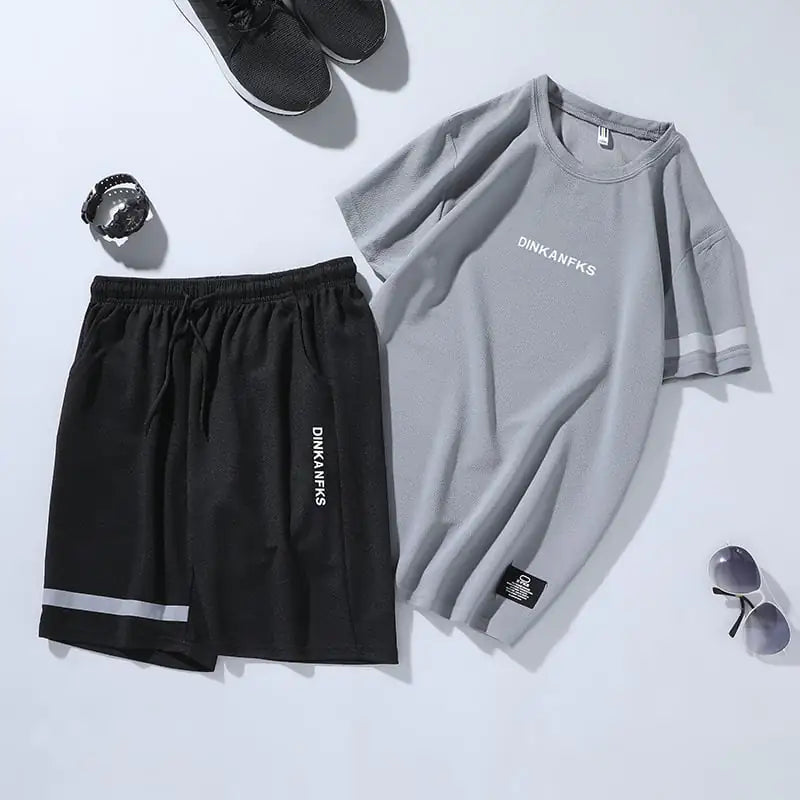 Men's Running Gym Short-Sleeve Sportswear Set