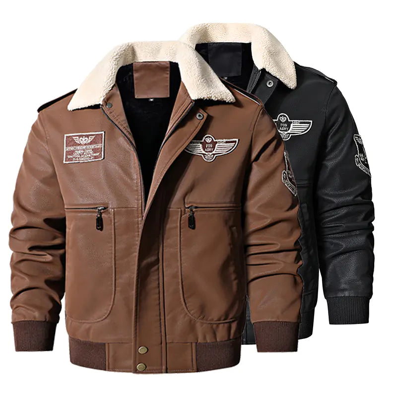 Men's Vintage Brown Bomber Leather Jacket for Winter