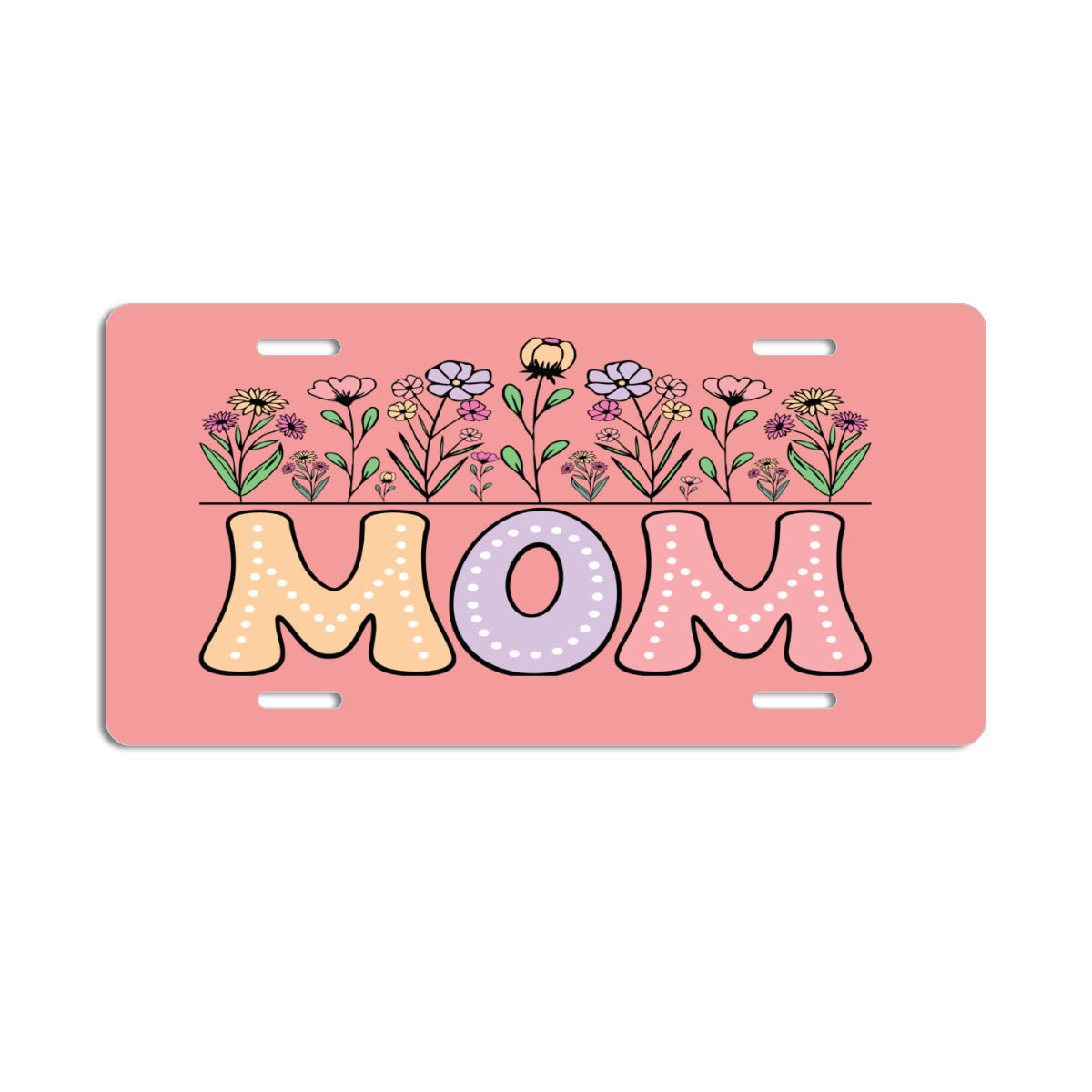 Mom with Flower Garden Aluminum Vanity License Plate Auto Accessory