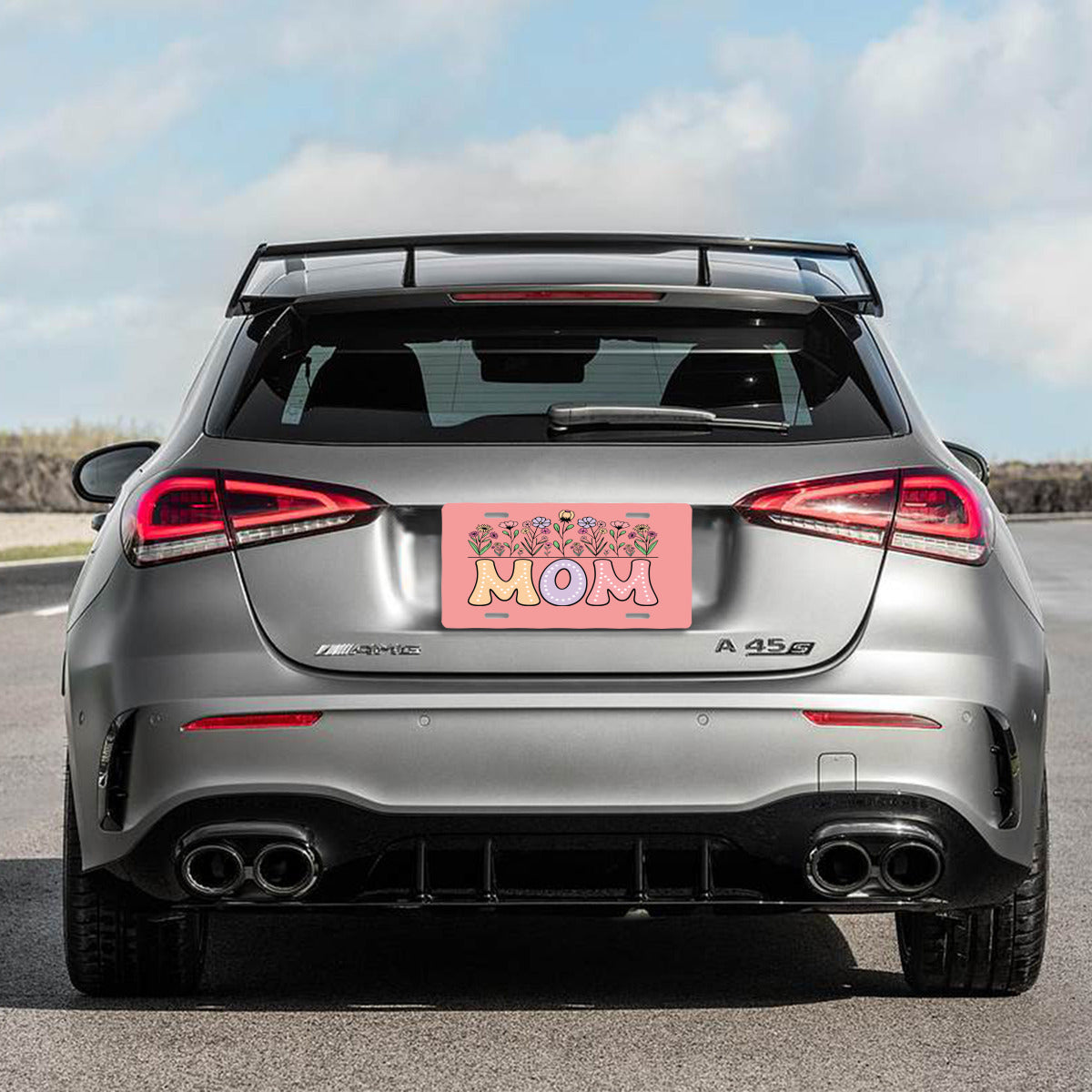 Mom with Flower Garden Aluminum Vanity License Plate Auto Accessory