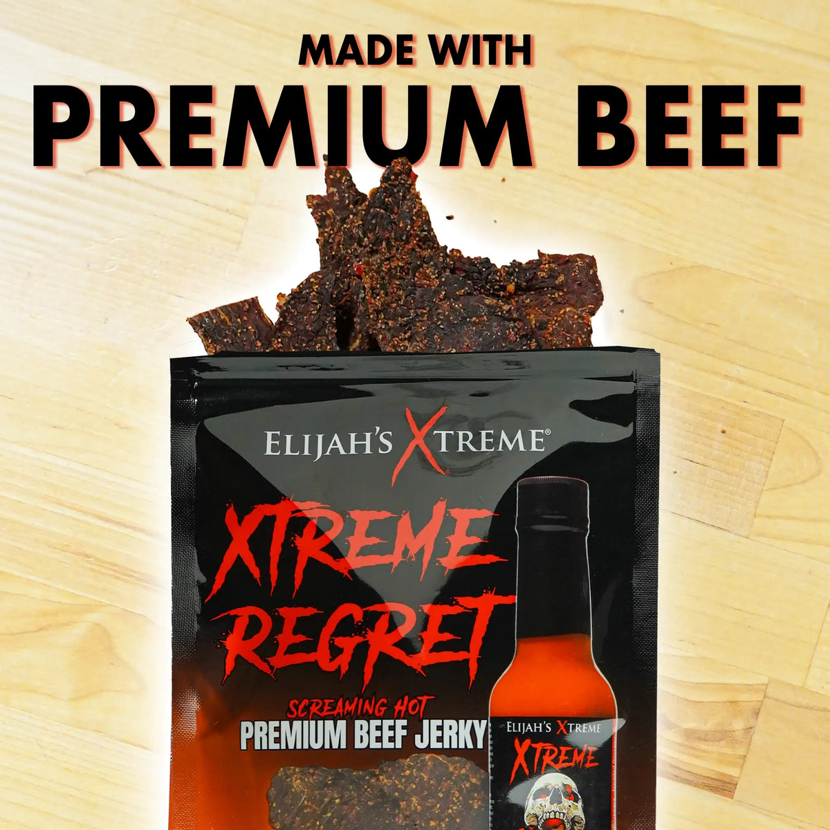 Cecina de res picante Xtreme Regret - 6 bolsas (1 libra)