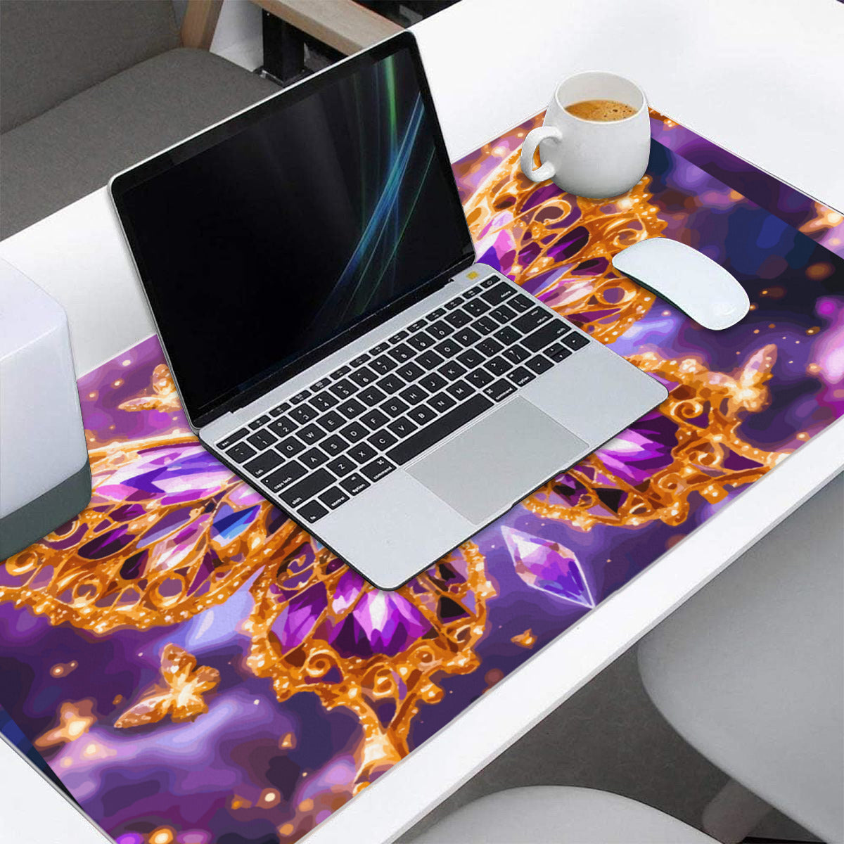 Crystal Purple Butterfly Mousepad Desk Mat - available in 2 sizes