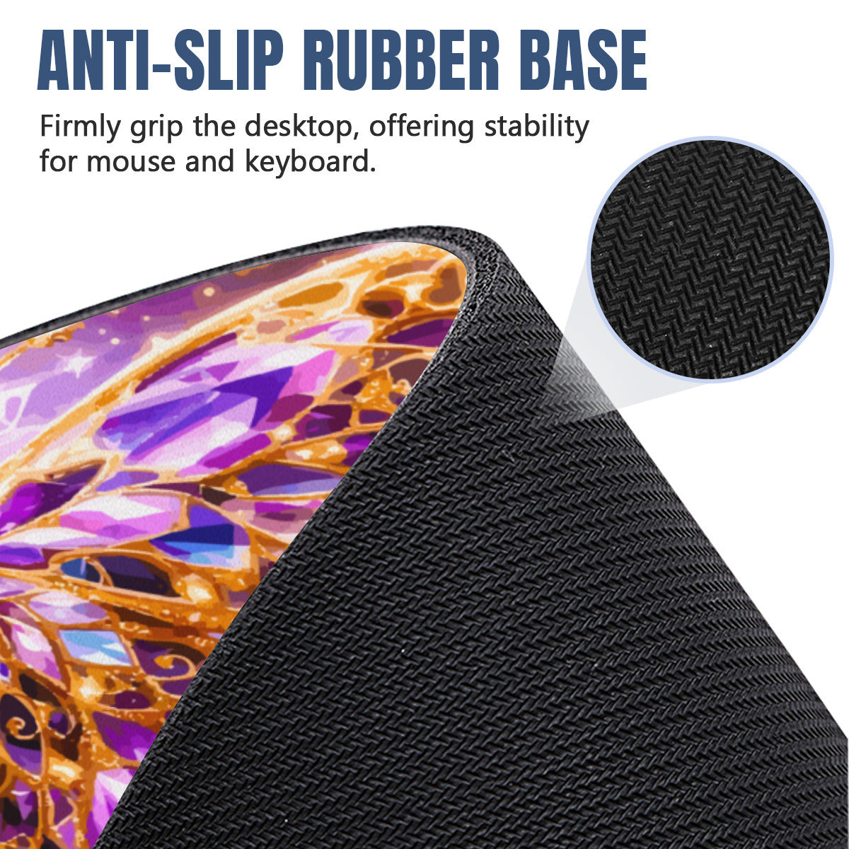 Crystal Purple Butterfly Mousepad Desk Mat - available in 2 sizes