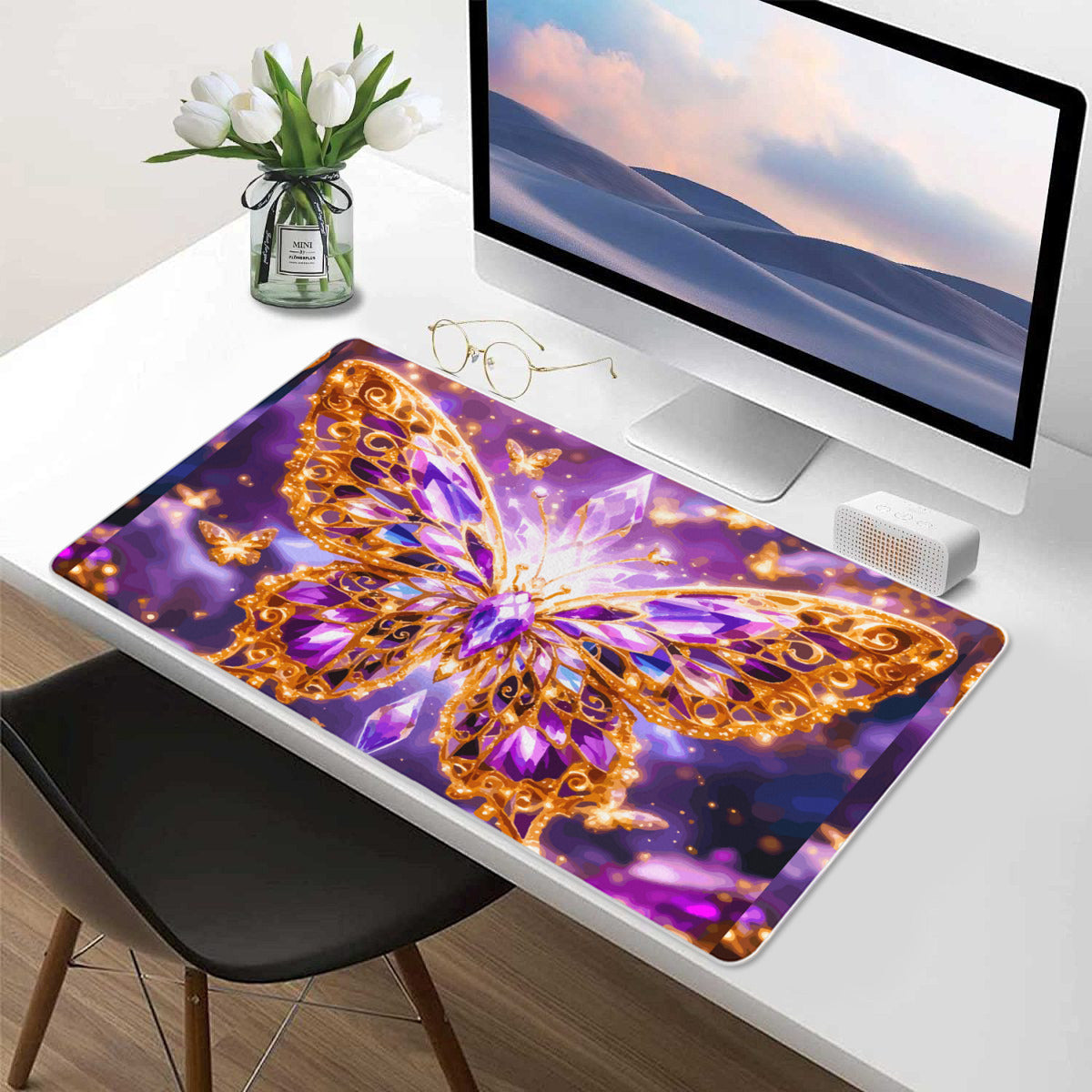 Crystal Purple Butterfly Mousepad Desk Mat - available in 2 sizes