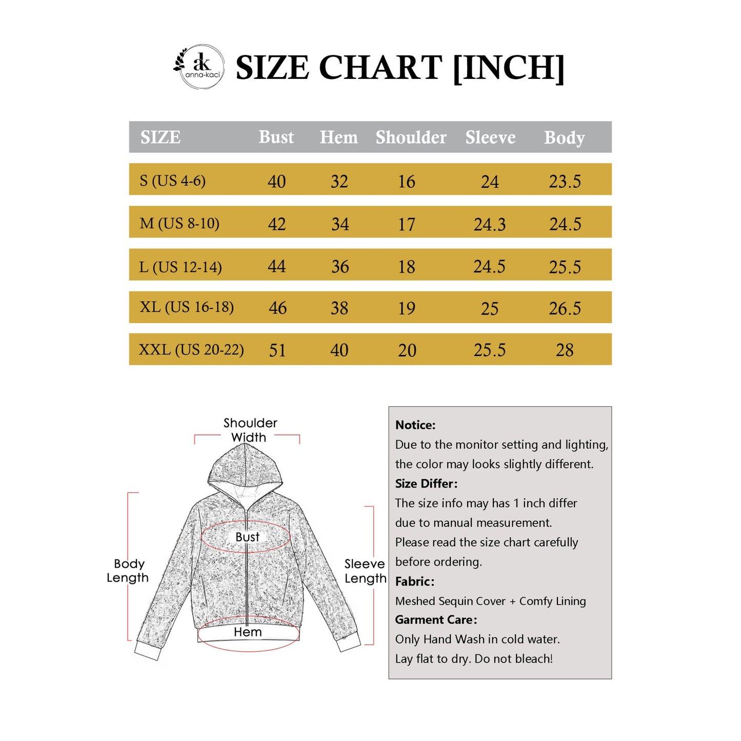 Chaqueta con capucha y cremallera con adornos de lentejuelas y ribetes acanalados