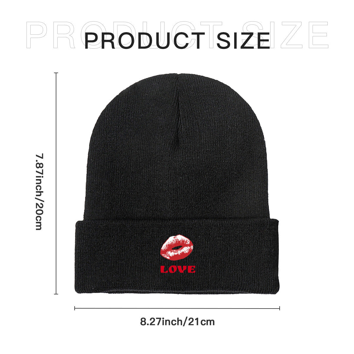 Red Love and Lips Knitted Beanie Hat