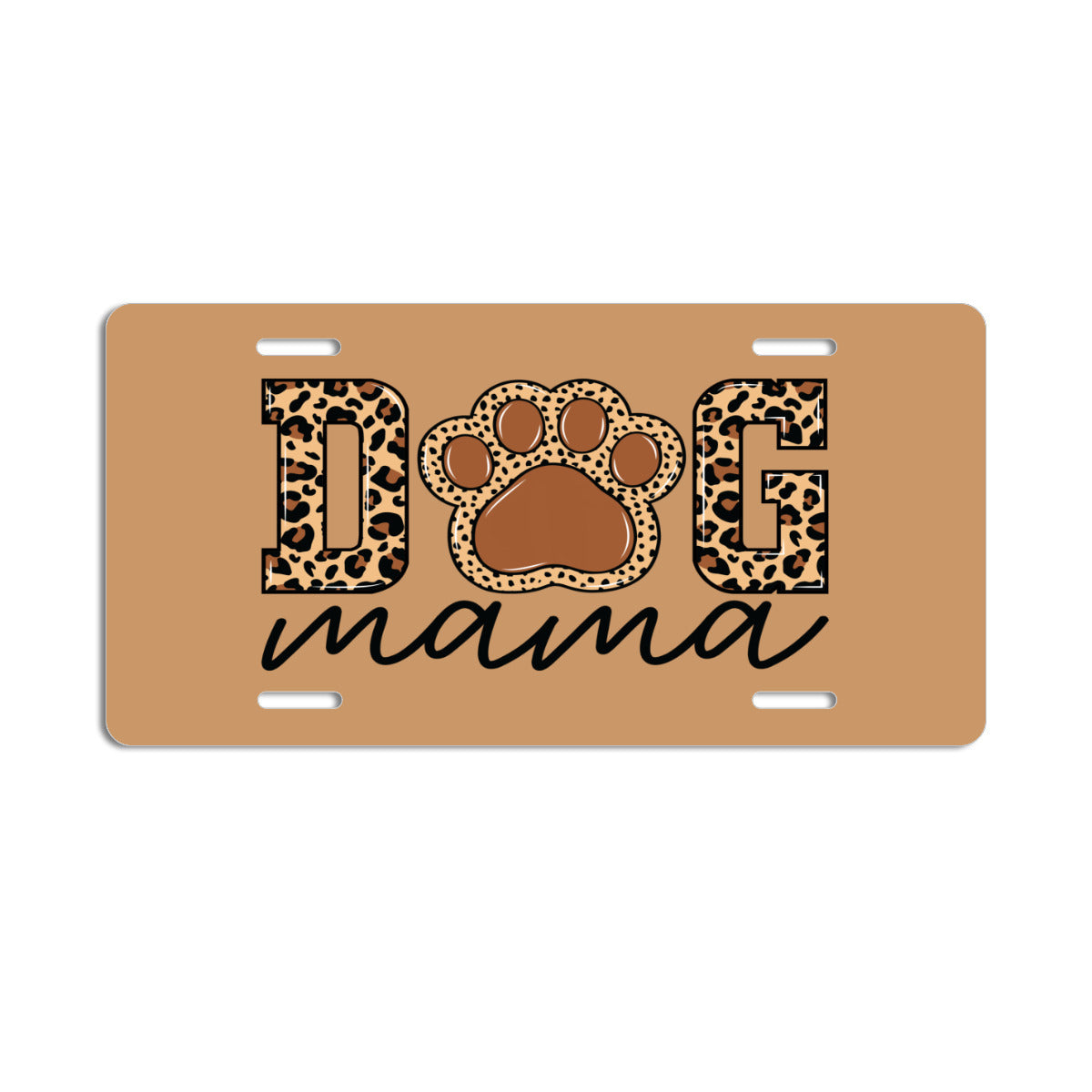Dog Mama Tan Aluminum Vanity License Plate Auto Accessory