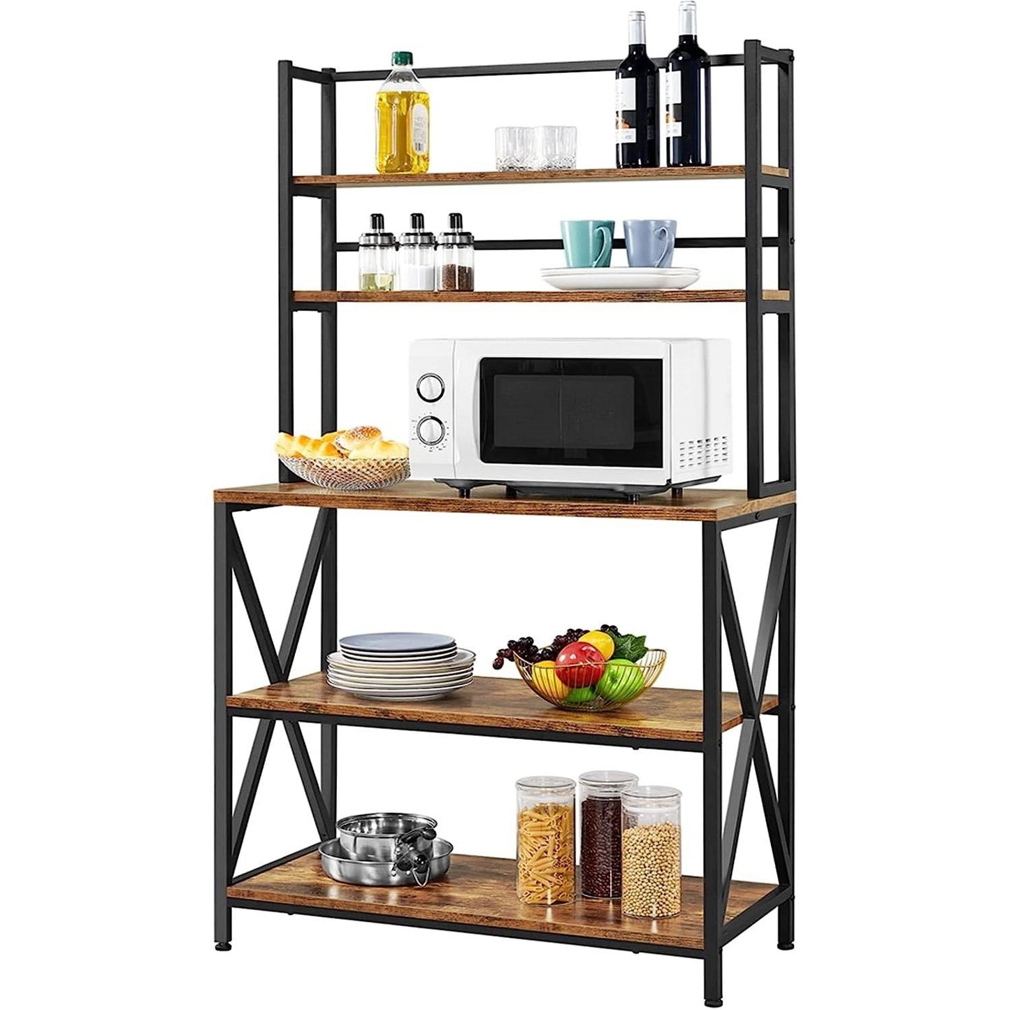Estantería de cocina de metal y madera industrial moderna