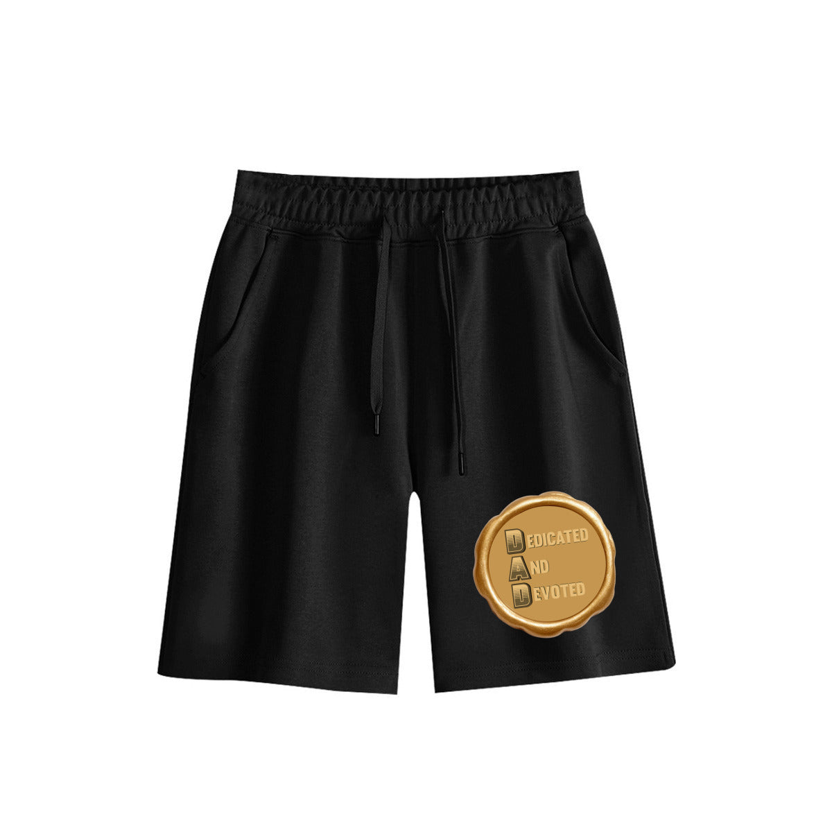 DAD "Dedicated and Devoted" Golden Seal Men's Black Shorts