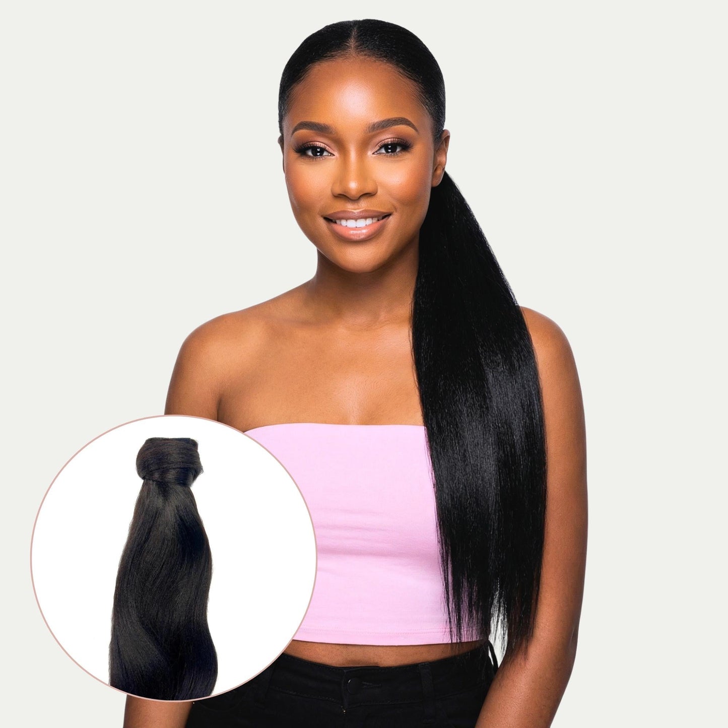 Cola de caballo Yaki lisa, 100 % cabello humano