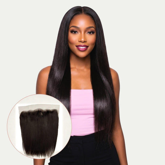 Frontal de cabello humano liso yaki con encaje HD de 13x6