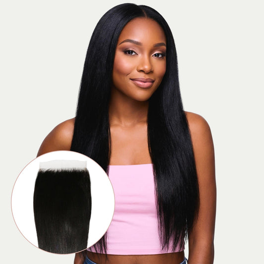 Cierre de encaje HD de cabello humano lacio Yaki 6x6